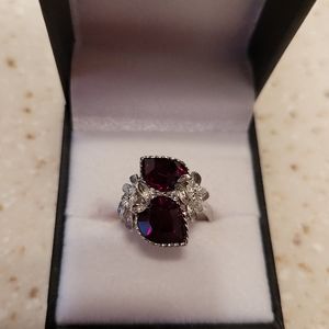 Garnet sterling silver women's ring.